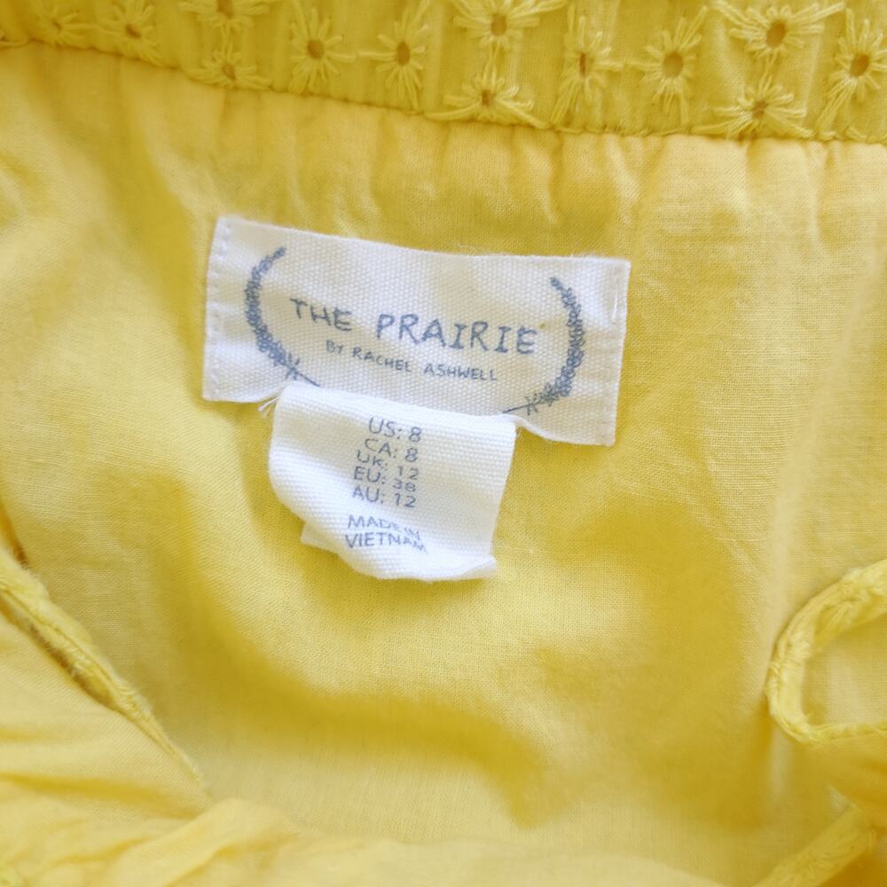 The Prairie Yellow Embroidered Eyelet Midi Dress Size 8 Summer Sundress Cottage - Picture 7 of 11